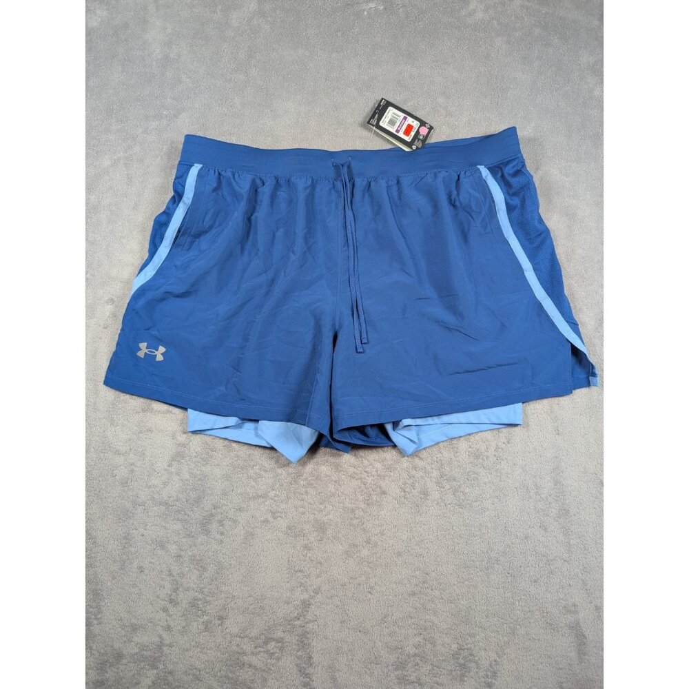 Under Armour Mens Shorts XXL Blue 2 in 1 Fitted Compression Active Performance